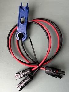 2x Solarkabel, Verlängerung 1m NEU!, Montagewerkzeug, 2x3er Y-Verteiler - Bild 1 von 6