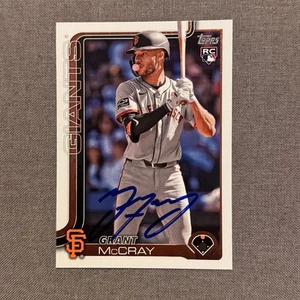 Tarjeta única firmada autografiada por Grant MCCRAY 2025 Topps serie 1 RC SF Giants #213 - Imagen 1 de 1