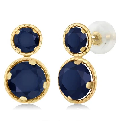 Pendientes de zafiro de oro amarillo de 14K para mujer (2,90 quilates, piedras preciosas septiembre Foto 1 de 3