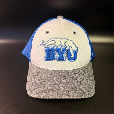 Gorra Zephyr BYU Cougars ajustada malla trasera gris azul béisbol NCAA Foto 1 de 3
