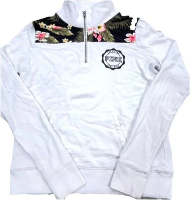 Victoria Secret Sudadera Rosa Mujer XS Blanco Cuarto Cremallera Floral De Colección Y2K * Foto 1 de 4