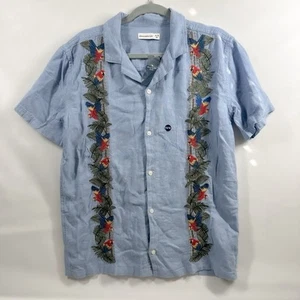 NWT Abercrombie & Fitch Boys XL 15/16 Floral Embroidered Linen Blend Camp Shirt - Picture 1 of 5
