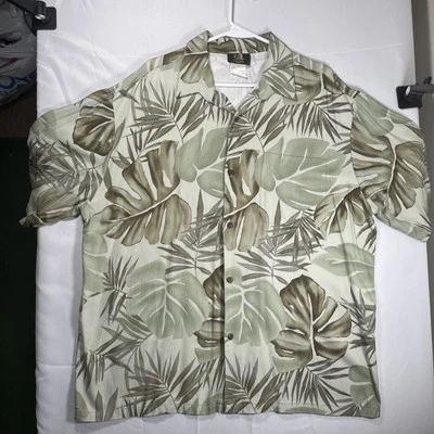 Vintage Iolani Short Sleeve Button Up Hawaiian Shirt Mens XL Green Floral - Image 1 of 4