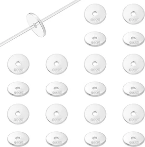 Cuentas espaciadoras de disco plano de plata de ley 925 de 6 mm de metal Heishi de larga duración 20 piezas... - Imagen 1 de 12
