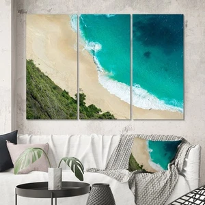 Designart "Aerial View Of Tropical Beach VI" Nautical & Coastal Canvas Wall Art - Picture 1 of 12