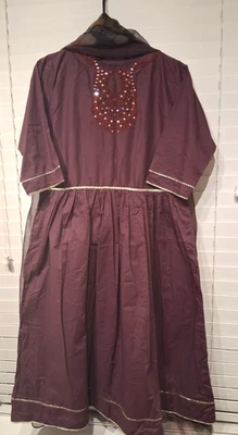 New Pakistani/Indian Embroided Purple Style 3 Piece Frock Stitched Baatik Brand - Image 1 of 4