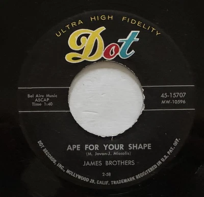 James Brothers “Ape For Your Shape” Rock’n’roll Dot 1958 VG++ Foto 1 de 4