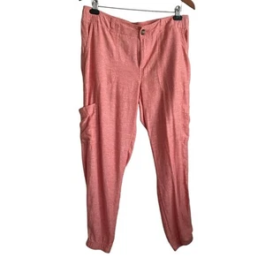 Sonoma Women Linen Pants Tapered 12 Coral Beachy Coastal Casual Vacay Resort - Picture 1 of 12