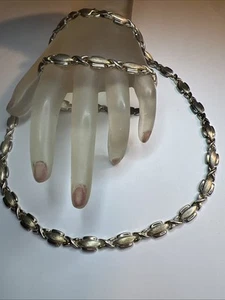 Nice Sterling Silver Gold Plate Accents Necklace Bracelet Set - Picture 1 of 14