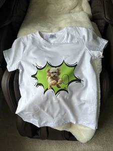 Kids White T Shirt Size 6  Dog Tennis. Custom Printing. Pick Your Designs/size. - Picture 1 of 5