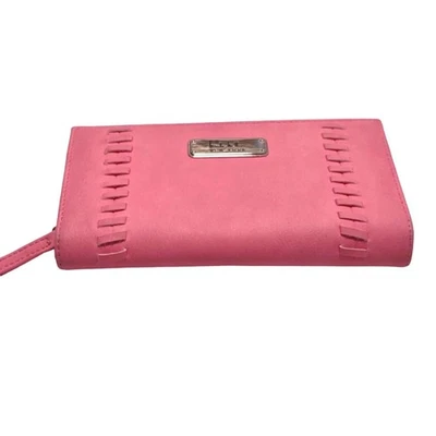 Carteira de Couro Nicole Miller Nova York Bolsa Clutch Designer Rosa Vintage - Imagem 1 de 4
