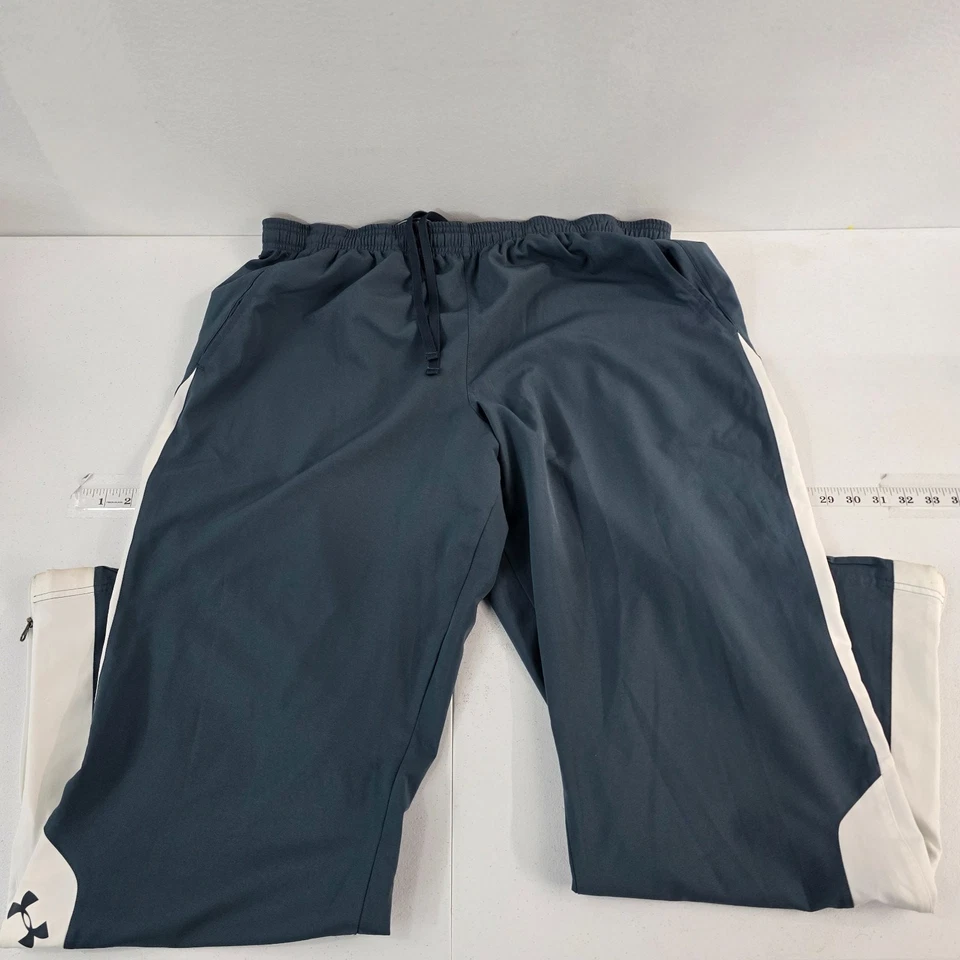 Under Armour Men's XL Loose Fit Track Pants Gray White 100% Polyester 6384 - Image 1 of 4