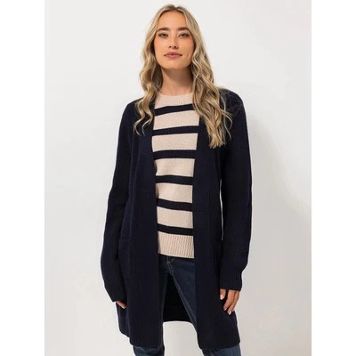 STRANDFEIN Longcardigan Rippstrick Bindegürtel figurumspielend Gr.36 Marine - Bild 1 von 2