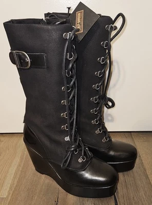 NUEVAS Botas de Motocicleta Harley Davidson Celina 10" Cuña Negras Talla 10 Para Mujer D84732 Foto 1 de 4