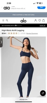 Legging Alo Yoga Navy Airlift cintura alta 7/8 talla XXS nuevo con etiquetas Foto 1 de 4