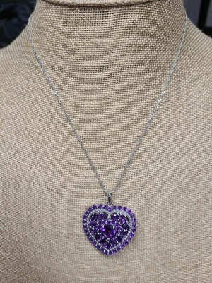 Purple Amethyst Rhodium Over Sterling Silver Pendant With Chain 6.10ctw - Image 1 of 2
