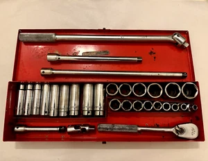 USA MAC SAE 1/2" Drive 30 pc Deep & Shallow Chrome Socket Set Ratchet Extensions - Picture 1 of 15
