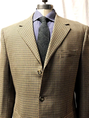 Abrigo deportivo para hombre Chaqueta Blazer MARRÓN PATA DE GALLO 42L Lana SIN VENTILACIÓN 3 botones * Foto 1 de 4