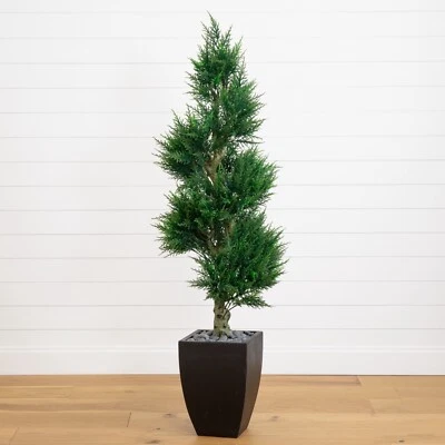 Árbol espiral ciprés topiario cedro artificial de 5’ UV interior/exterior. Venta al por menor $384 Foto 1 de 3