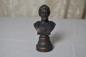 N4829 STATUA BUSTO IMPERATORE ROMANO MARCO AURELIO IN BRONZO - Foto 1 di 5