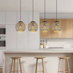 Deckenlampe Boho Stil Pendellampe Bambus Hängeleuchte Esstischlampe 4 flammig - Bild 1 von 9