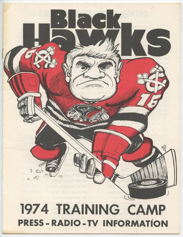 1974 CHICAGO BLACKHAWKS "TRAINING CAMP" MEDIA GUIDE (11 PAGES, ESPOSITO, MIKITA) - Image 1 of 1