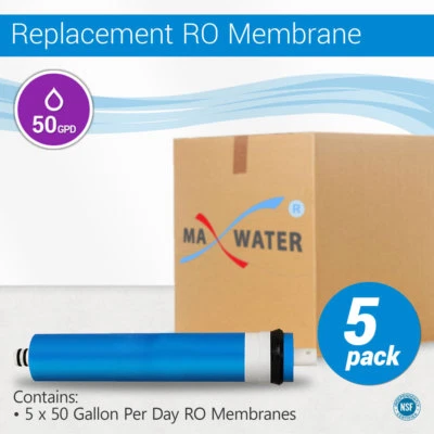 5 Pack 50 GPD Membrane Reverse Osmosis Max Water Filter Universal RO System NSF - Image 1 of 2