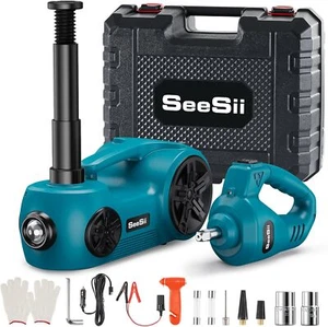 Seesii 12V Electric Car Jack Hydraulic Jack 5 Ton w/ Impact Wrench 6.1-17.7 inch - Picture 1 of 8