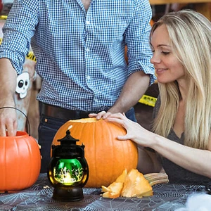 Halloween Jack-O-Lantern Halloween Pumpkin Lantern LED Night Light Decoration - Picture 1 of 15