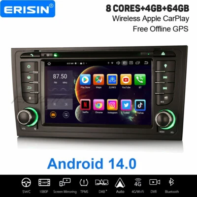 8 Kern 64GB Android 14 DAB+ Autoradio CD CarPlay Navi Für Audi A6 S6 RS6 Allroad - Bild 1 von 4