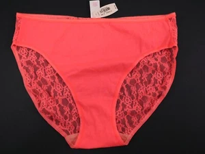 1 NEW Victoria's Secret VTG 2013 Lace-Back Cotton High Leg Brief Panty LARGE - Picture 1 of 4