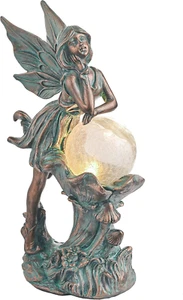 Feengarten Statuen Außen Solarleuchte für Außen Deko, Patina Bronze Fee - Bild 1 von 6