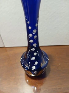 Antike viktorianische koboltblaue Glasvase Goldrand & Goldemaille  - Bild 1 von 7