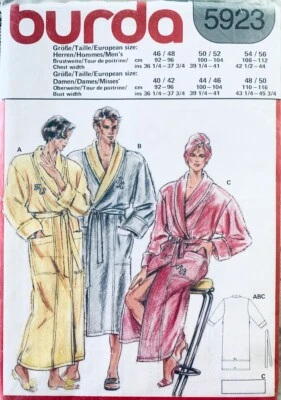 Burda Sewing Pattern 5923 | Unisex Dressing Gown Robe | fits Chest/Bust 92-112cm - Image 1 of 2