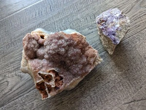 Sparkly Natural Pink 1.4lb & Purple 8oz Quartz Crystal Mineral Rocks - Picture 1 of 13