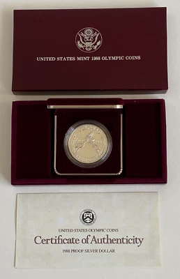 1988 S Olympics (Seoul) US Mint Commerative Proof Silver Dollar - Free Shipping - Image 1 of 3