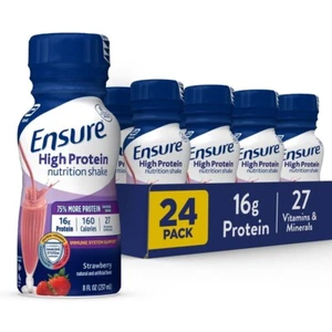 •Ensure High Protein Nutritional Shake, Strawberry 🍓 8 fl oz, 24 Ct• - Picture 1 of 5