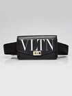 Valentino Black/White Leather Vltn Logo Belt Bag