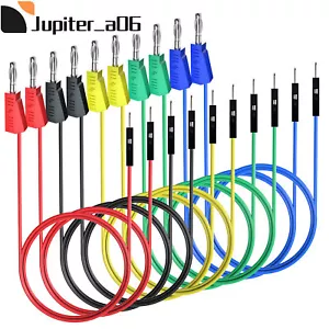 10PCS Stackable Banana Plug to Breadboard Silicone Jumper Wires Soft Flexible - Picture 1 of 9