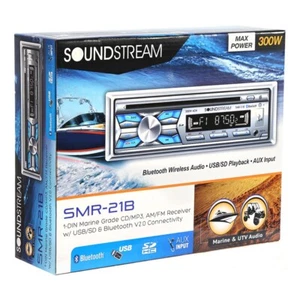 Soundstream SMR-21B 1 DIN Marine Boat CD MP3 WMA Player Bluetooth AUX USB Input - Picture 1 of 4