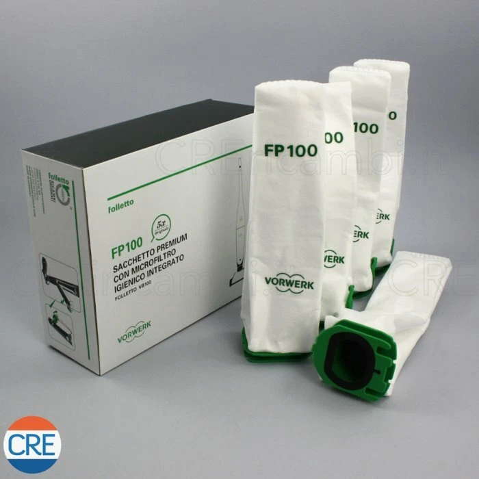 VORWERK FOLLETTO VORWERK Confezione FP100 5 Sacchetti Premium con Microfiltro Folletto VB100