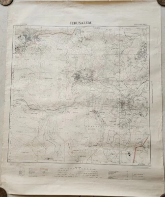 RARO MAPA DE JERUSALÉN ORIENTAL PUEBLO ÁRABE ENCUESTA PALESTINA 1945 EL MALIHA IDF 1949 Foto 1 de 4