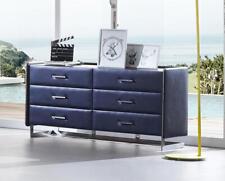 Design Chest Of Drawers Leather Big Luxury Black Cabinet Sideboard New Blue Wood