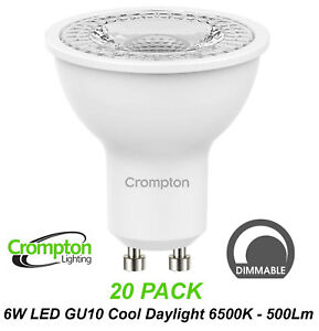 Crompton 6W DIMMABLE LED GU10 Globes Bulbs Lamps Cool Daylight 6500K 500Lm 240V