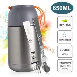 650ml Thermobehälter für Essen Edelstahl thermo Lunchbox Henkelmann heiß & kalt - Bild 1 von 19