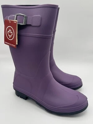 Kamik Raindrops Kids Rain Boots Purple Waterproof Mid-Calf Pull-On US4 - Image 1 of 4