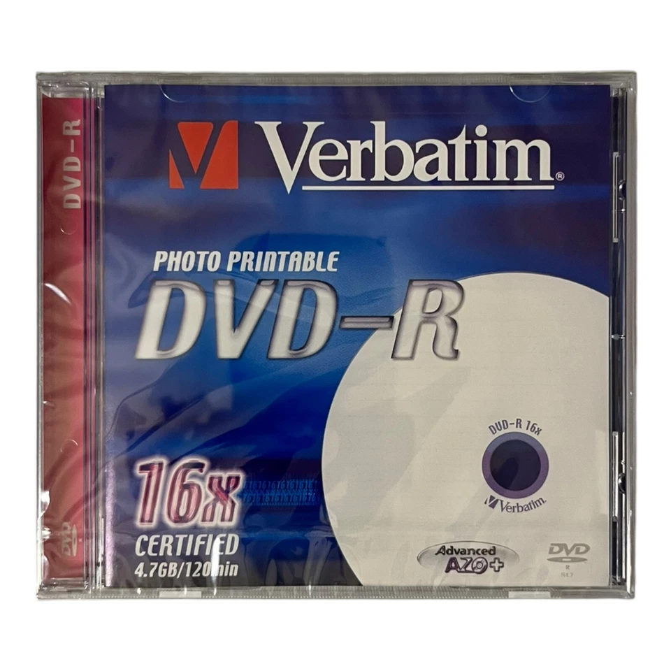 Verbatim Photo Printable DVD-R 4,7 GB 16x Speed DVD-R Rohling 1 Stück Neu & OVP - Bild 1 von 2