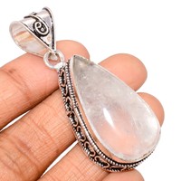 Handmade Moss Agate Gemstone Pendant Anxiety Women Statement Jewelry 2.4