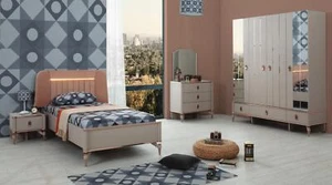 Komplette Jugendbett Kindermöbel Kinderbett Beige Holz Set 5tlg Modern - Bild 1 von 5