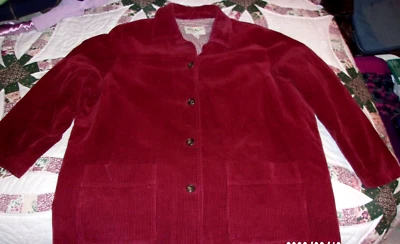 CHAQUETA ABRIGO BLAZER FORRADA MUJER VINTAGE EDDIE BAUER BORGOÑA PANA 3X  Foto 1 de 4